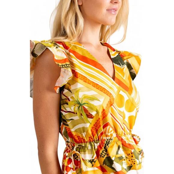 Alden Adair Marina Tank Popover Top in Desert Patch Gold Multi XS XSmall NWT - Picture 1 of 5